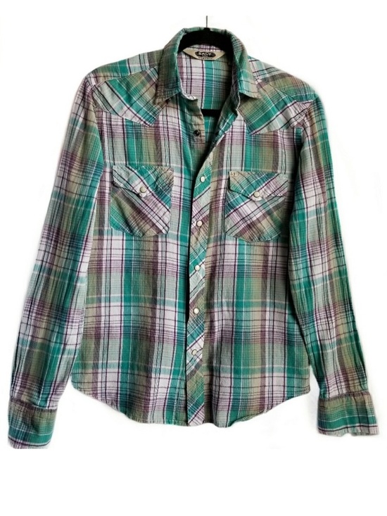 Salt Valley Tops - Salt Valley Western | Polyester plaid Shirt | XS
